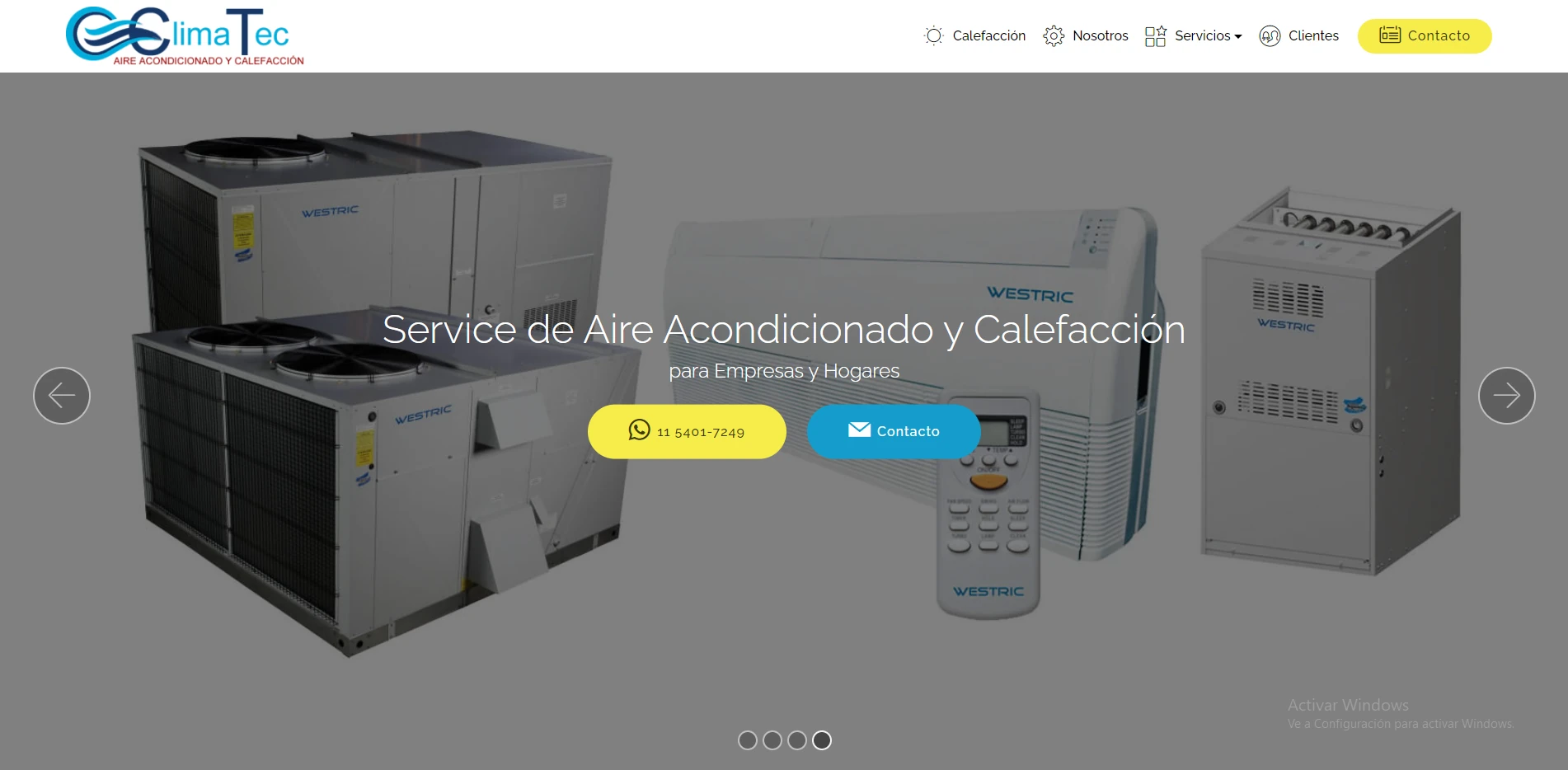 diseño de sitio web de servicio tecnico de aire acondicionado en argentina